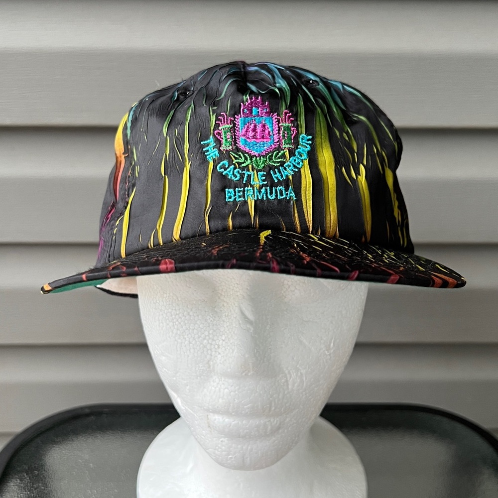 VTG- The Castle Harbor Bermuda Snapback Neon Retro All Over Hat Cap